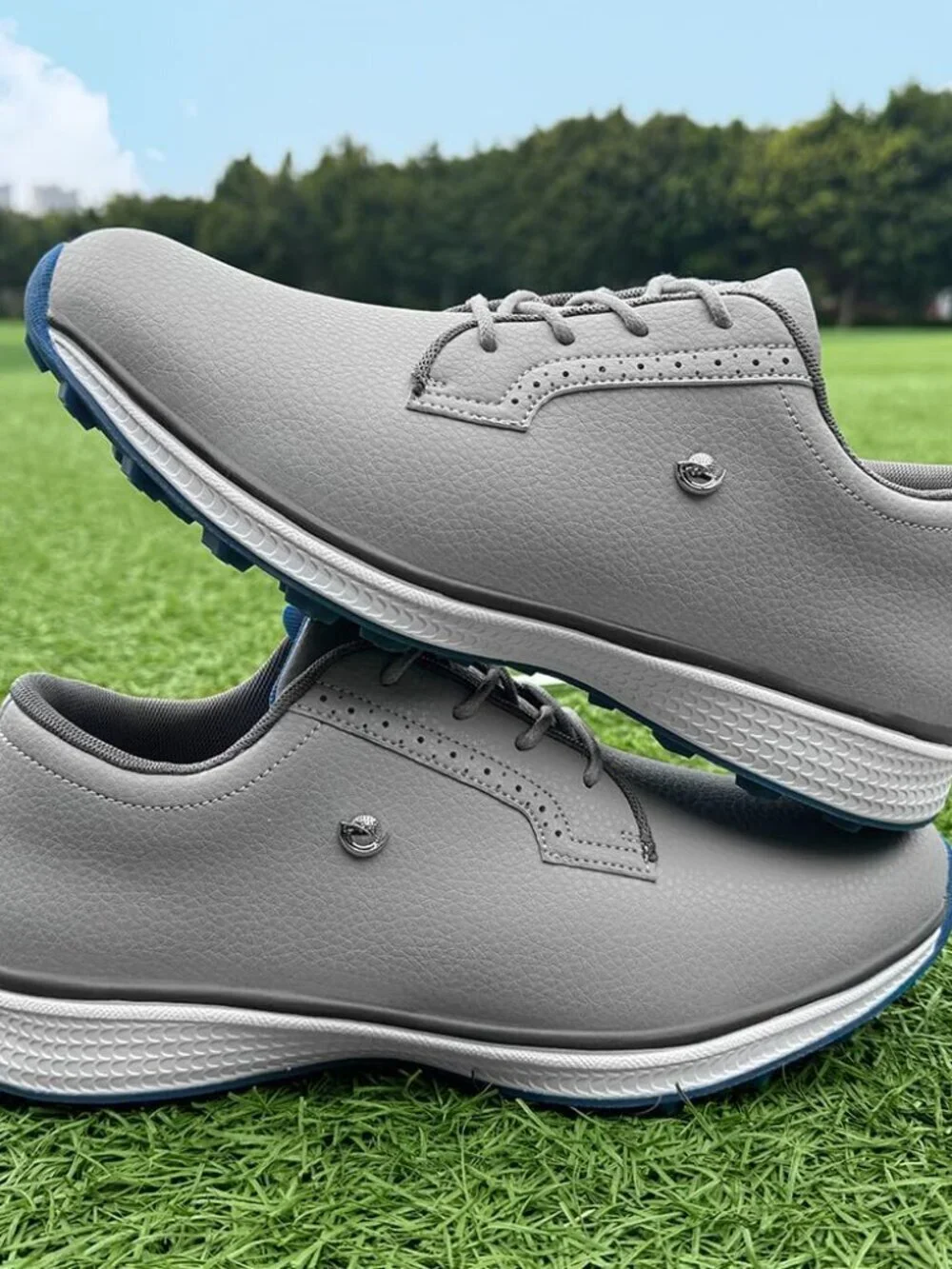 Men's Grey Professional Golf Shoes Outdoor Golf Sport Training Sneakers